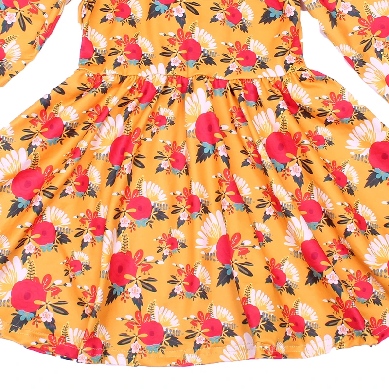 fashion flower dresses for girls of 10 years old girls frock pattern for autumn toddler cotton skirts with back bowknot