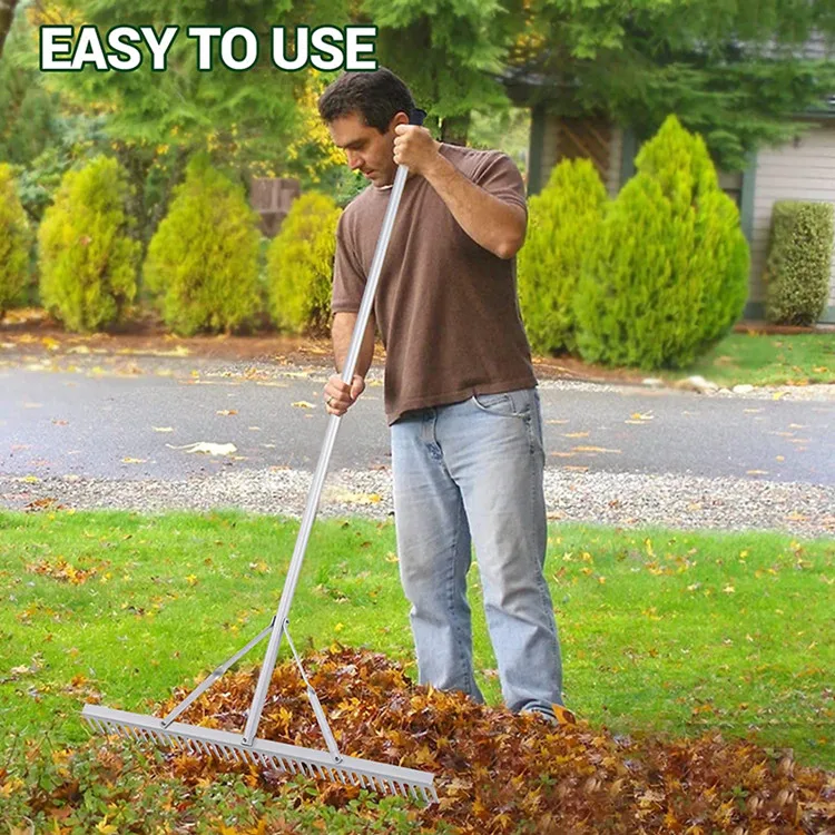Heavy duty extendable head grass rake with  Factory Hot Sale Detachable Aluminum garden leaf rake landscape rake