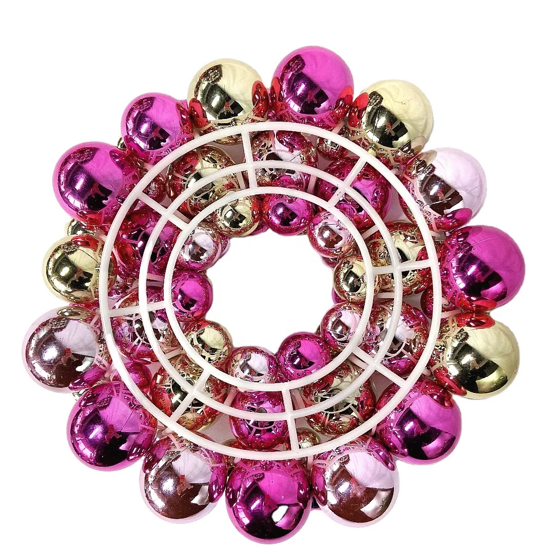 Senmasine 13 inch shatterproof plastic balls christmas decoration 33cm bauble wreath with plastic base front door hanging