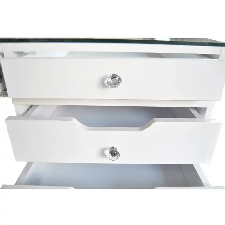 home bedroom furniture glam mirror modern transparent desktop design wooden super large storage dressing table vanity table