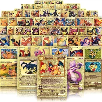 55 карт/коробка Французский Испанский Английский Немецкий Tcg стол Золотая фольга Чаризард покемонед коллекционные карты