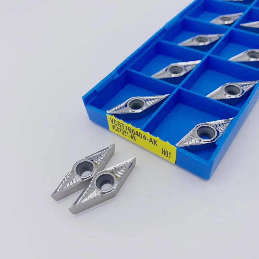 VCGT160404-AK H01 Aluminum cutter blade VCGT 160404 Insert Cutting Tool turning tool CNC Tools AL +TIN Alloy wood
