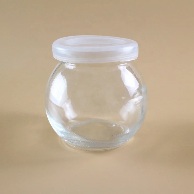 4oz 7oz clear ball shape food container pudding yogurt glass jar with cover