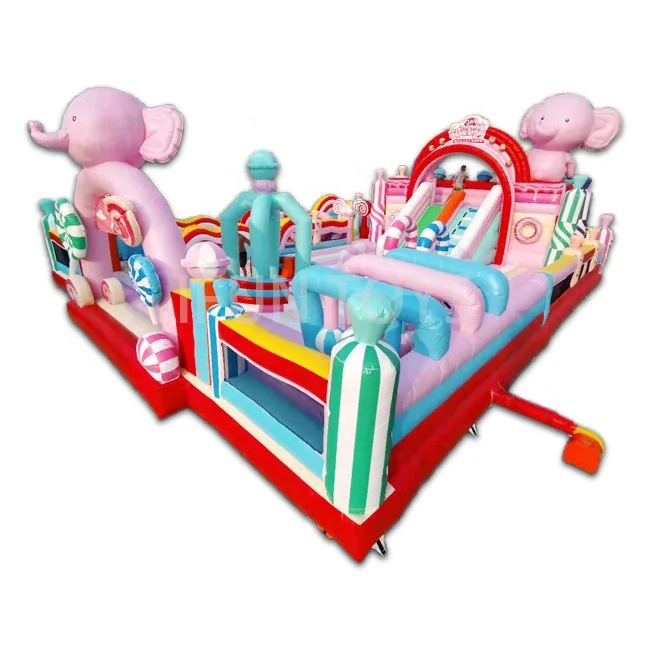 Commercial Inflatable Building Block Bouncer Slide Combo Park Bounce House with Slide for Kids
