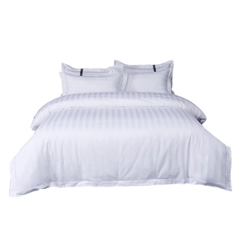 
White cotton satin fabric quilt cover/sheet/pillowcase bedding sets for hotel home 