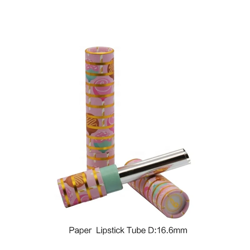 
Newest Good Market Make Your Own Brand Lipstick Cylinder Pink Paper Lipstick Tube Lip Balm Container 