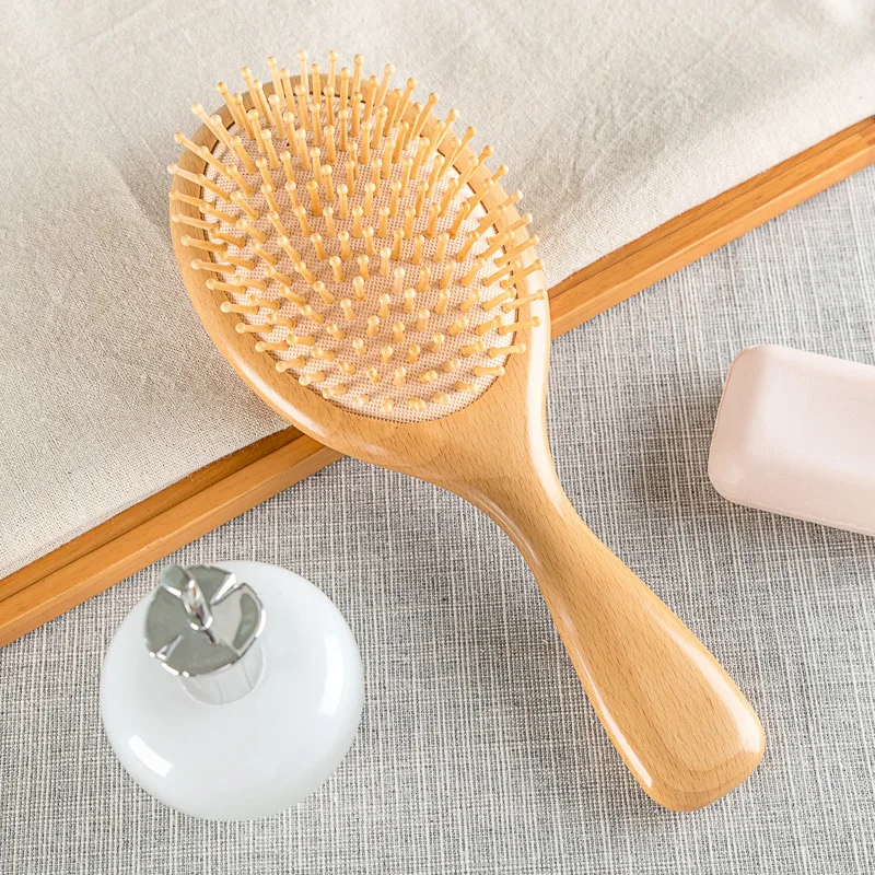 Hot Selling Professional Square Bamboo Wooden Hair Scalp Massage Comb Detangling Cushion Wood Paddle Hair Brush