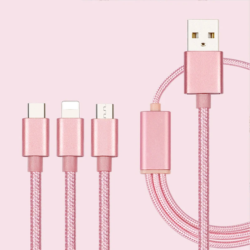 Multi USB Charging Cable USB Charger Cords,4ft/1.2m Nylon Braided 3 in 1 Charging USB Cable for Mobile Phones Tablets and More