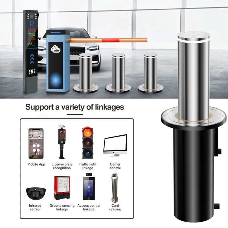 Stainless Steel Fixed Telescopic Lifting Driveway Lot Columns Electric Automatic Retractable Hydraulic Rising Parking Bollards