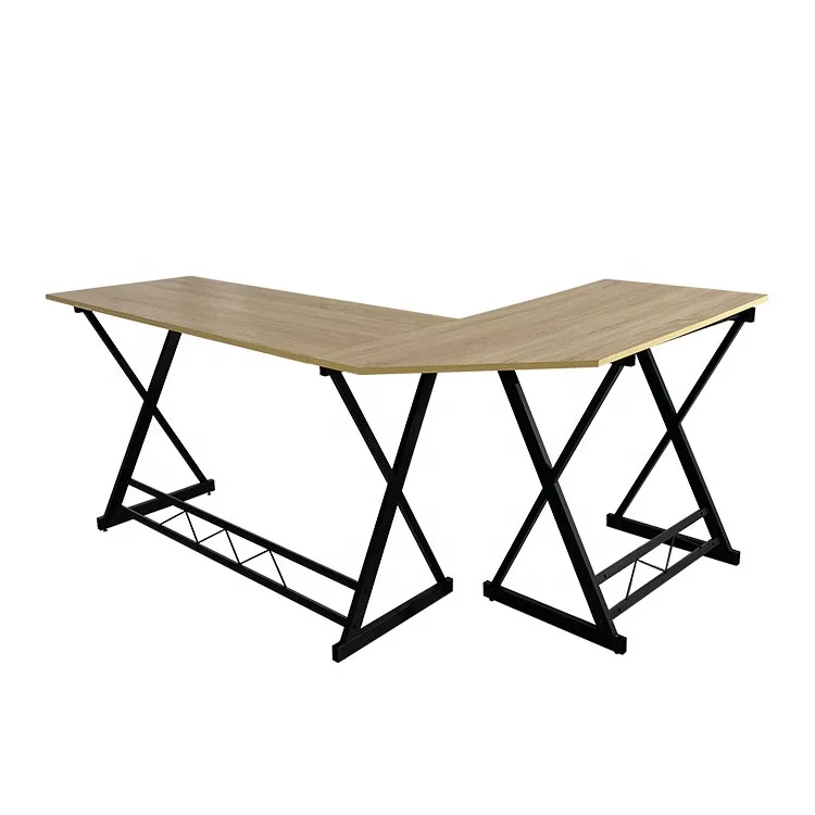 combination L-shape computer desk factory office/home used MDF table top YK-073 wooden top table