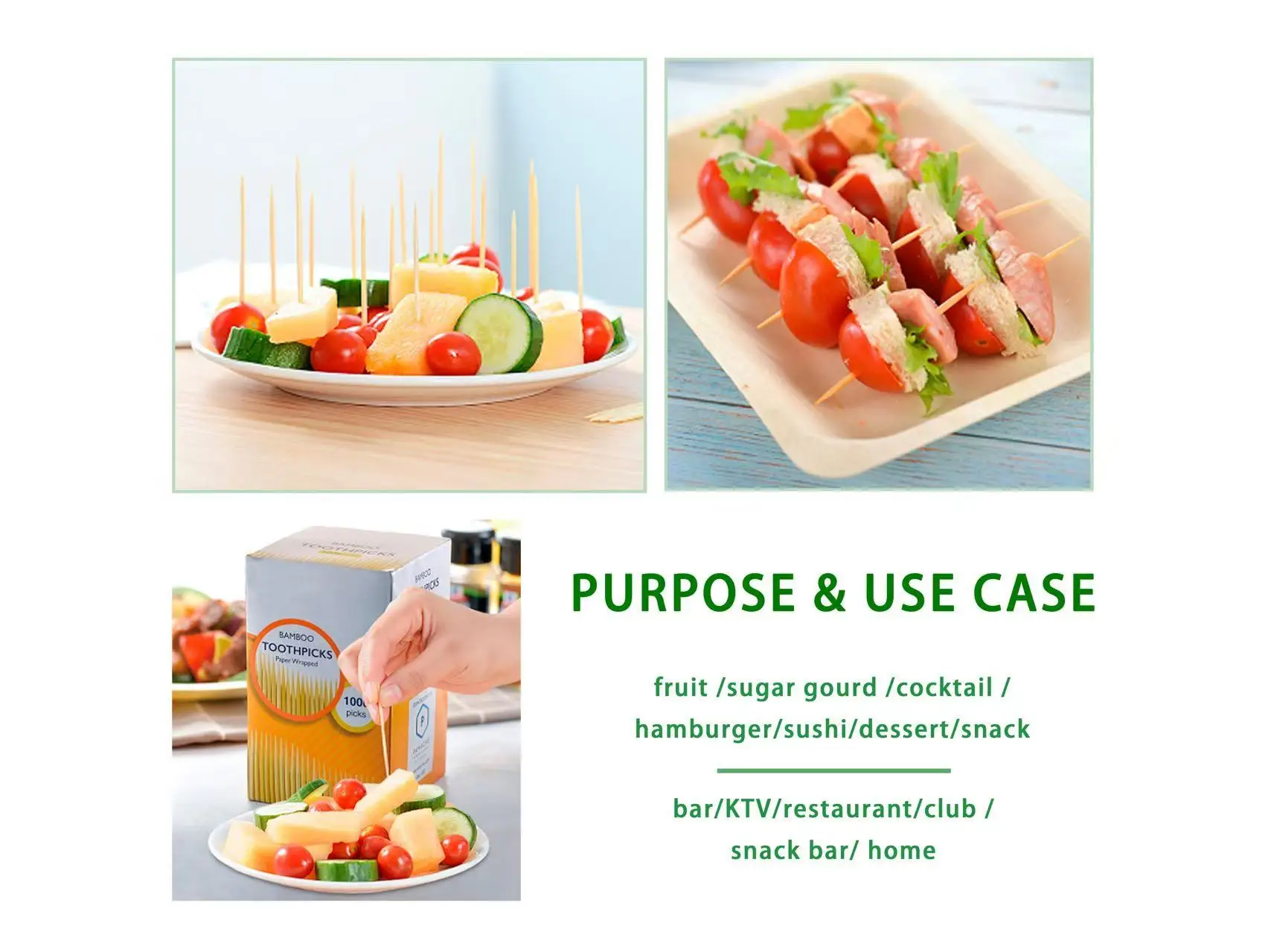 Custom Disposable Toothpick Wood and Bamboo Wrapped for Parties-Free Sample Available