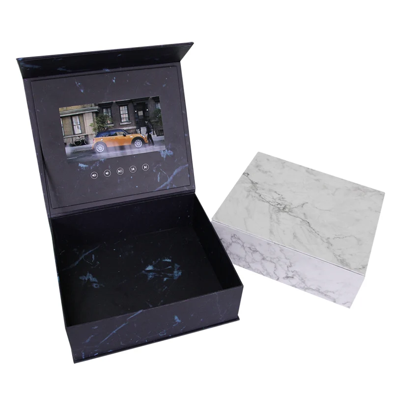 Fashionable  homemade well crafted  7 inch HD IPS LCD hardcover box promotional video gift box