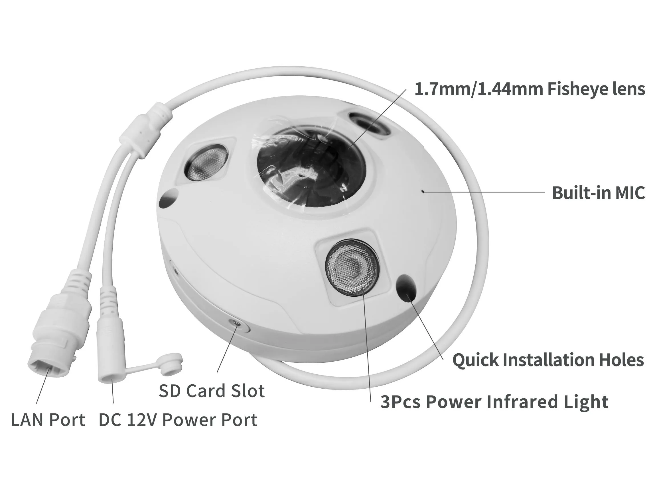 Full HD 360 Fisheye IP Security Camera 5mp with Built in Microphone and Speaker Optional Network Cameras interior