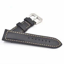 20/22/24/26mm fashion smooth surface genuine upper leather strap  cow leather watch bracelet with quickrelease brushed buckle