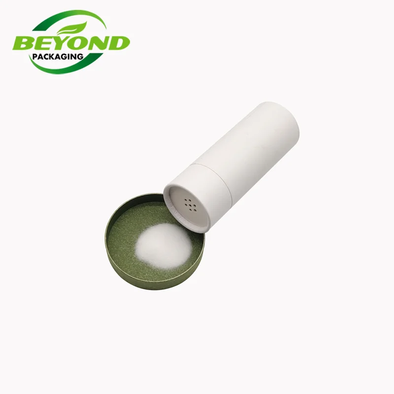 High Quality Biodegradable White Cardboard Seasoning Container Food Packaging Paper Tube with Shaker Top for Salt