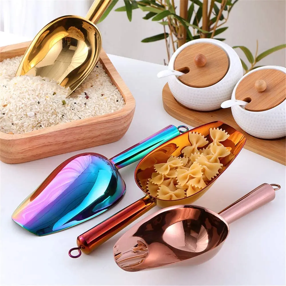 High Quality Bulk Metal Ice Cube Shovel Mirror Polished Stainless Steel Ice Scoop