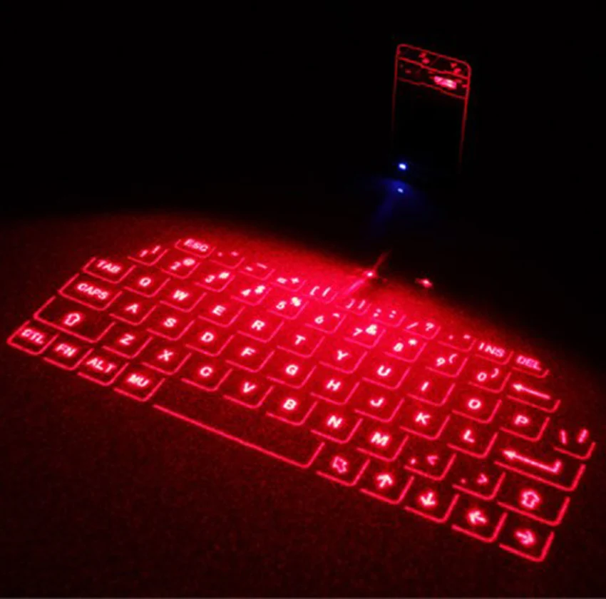 
Hot Selling Promotional Gift Mini Portable Rechargeable Wireless Red Laser Projection Virtual Keyboard for Mobile Phone Tablet 