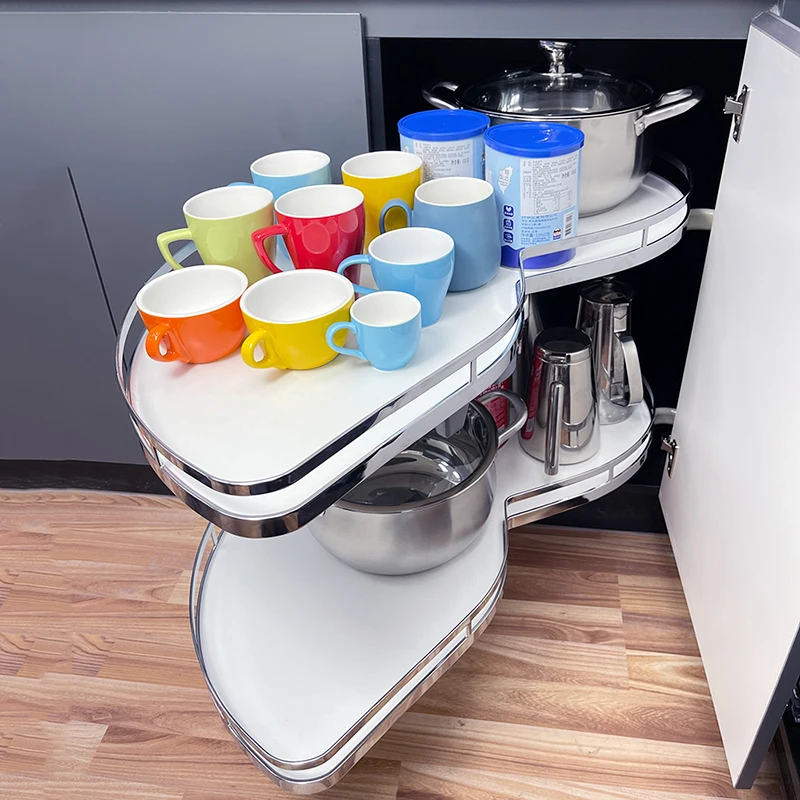 Kitchen Storage accessories magic corner Basket Chrome magic corner kitchen Revolving Basket Swing Trays