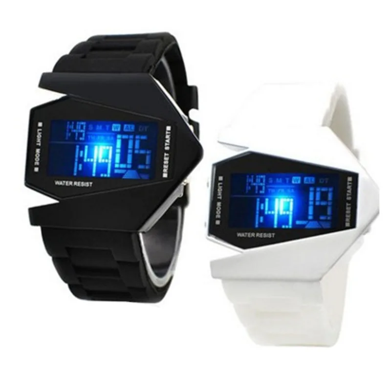 Spot wholesale LCD silicone electronic seven-color cool airplane watch camouflage multifunctional gift watch