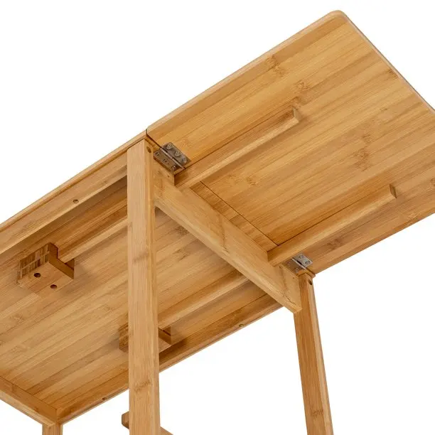 Foldable Bamboo Rolling Kitchen Island Cart Storage Trolley Cart Rolling Wood Cart With Wheels