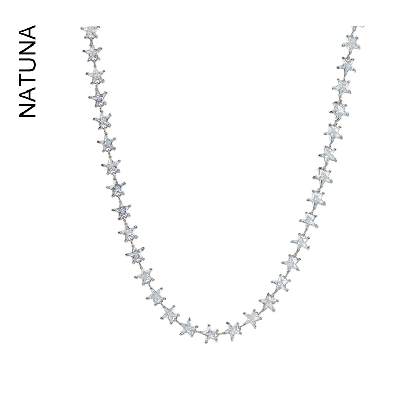 925 Sterling Silver Starry Necklace Collar En Plata NATUNA Fashion Jewelry Collar Para Mujer 2023 Star clavicle chain choker