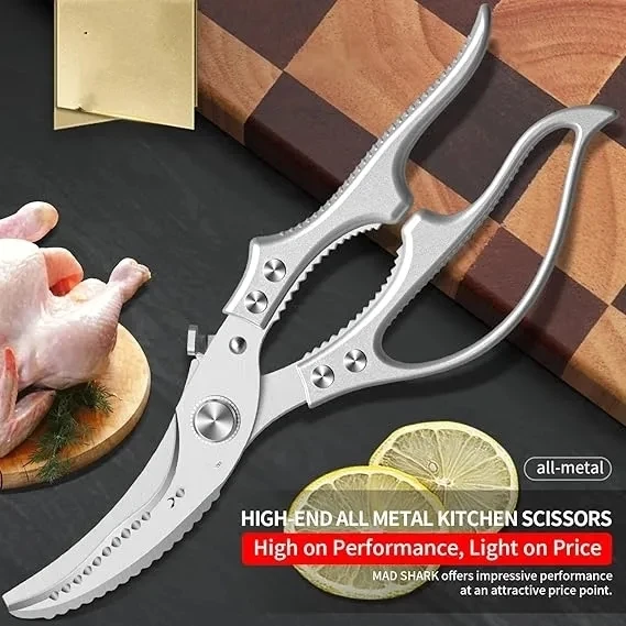 Kitchen Scissors for Food Heavy Duty Kitchen Shears for Spatchcocking Chicken and Turkey with Spring-loaded Handles