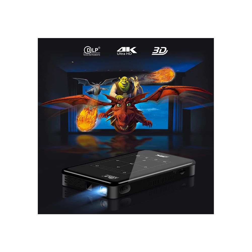 P09 Mini Projector 2G16G Android 9.0 System Smart DLP 3D Mobile Smart Mini Projector 4K LED Home
