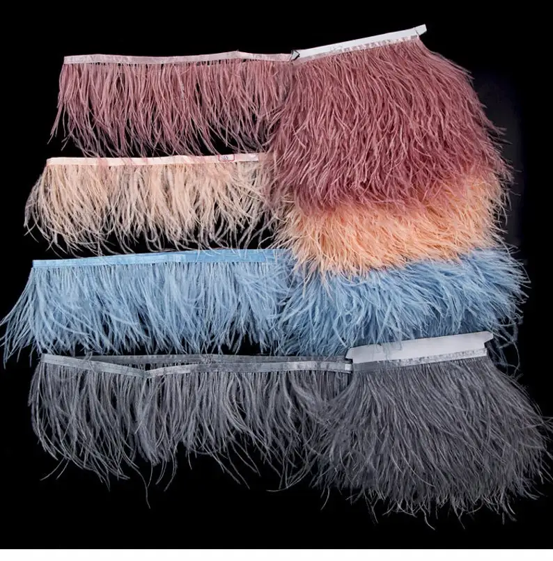 Hot Sale Fluffy Ostrich Feather Lace Trims For Sewing Crafts Clothing Accessories Party Festival Ostrich Feather Trim