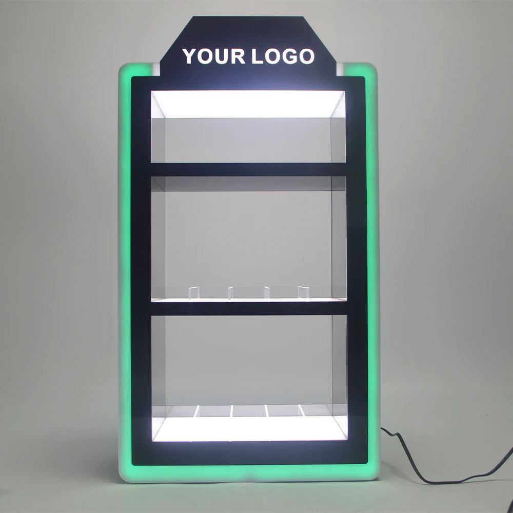 Free Sample Retail Store Factory RGB lights Custom Clear Acrylic Cigarette Lighter Hand-rolling Case Tobacco Display stand