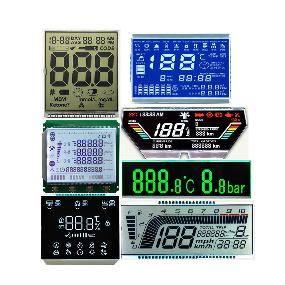 Customized Inverter Lcd Tn Stn Htn Va Digit Lcd Screen 7 Segment Monochrome Custom Lcd Display For Thermostat/Energy Meter