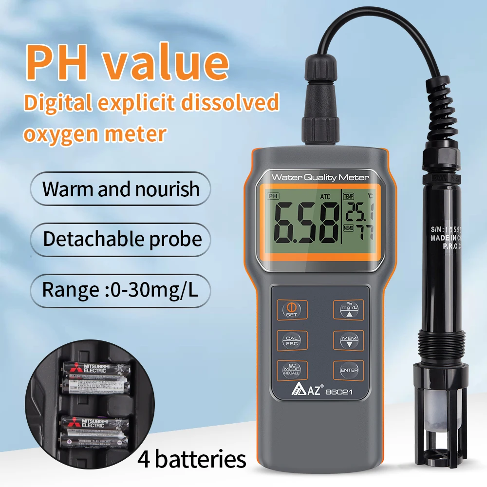Digital Explicit AZ-86021 PH Testing Instrument Smart Sensor Dissolved Oxygen Detector For Aquaculture