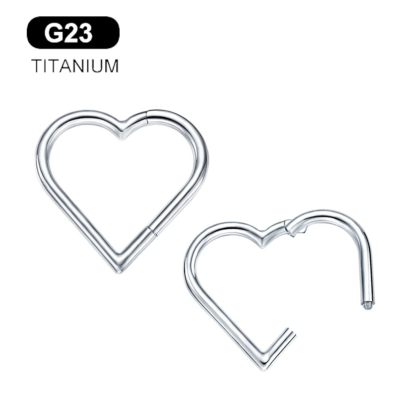 G23 Titanium Simple Septum Ring Piercing Heart-shaped Jewelry Nose Ring Seamless Earrings