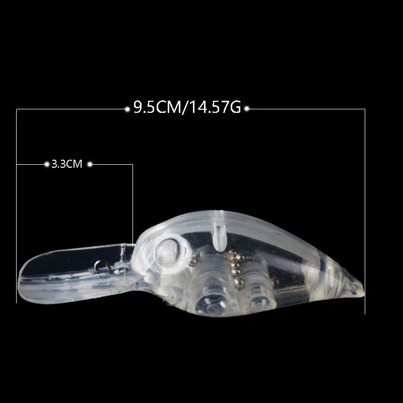 100PCS Fishing Crankbait Blanks 9.5cm 14.5g Unpainted Fishing Lures Blank Minnow Crankbaits Hard Bait