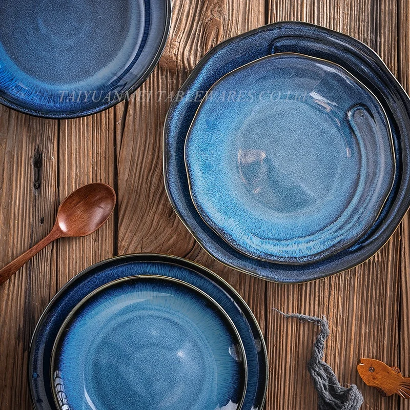 
Manufacturer Rustic Multiple Style Trend in 2020 Tableware Artistic Handmade plates Hotel Restaurant Ceramic Dinner Plate 