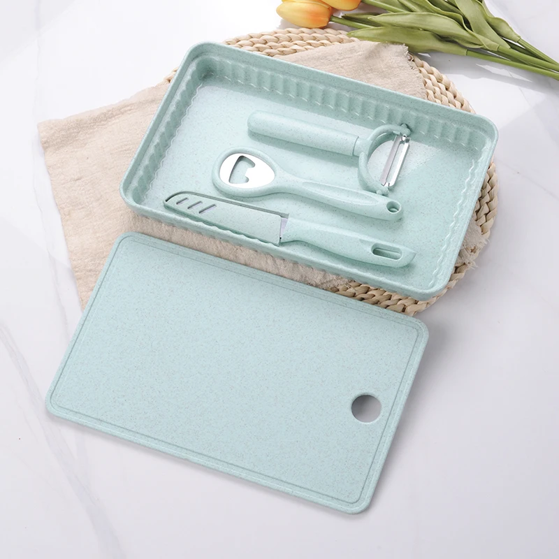 5-piece set with knife melon planer corkscrew cutting board bottom box fruit plate kitchen tool