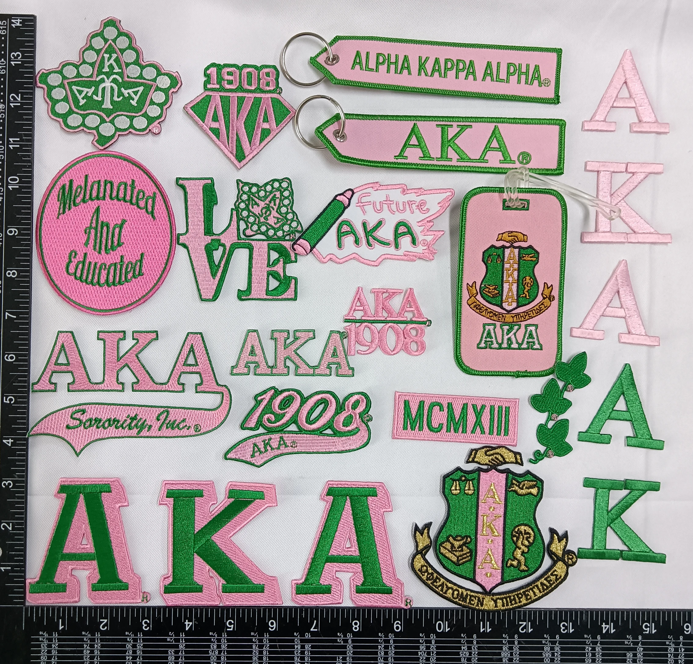 Custom pink and green sorority fraternity intl Iron On Patches sorority of phi delta embroidery Chenille Patches
