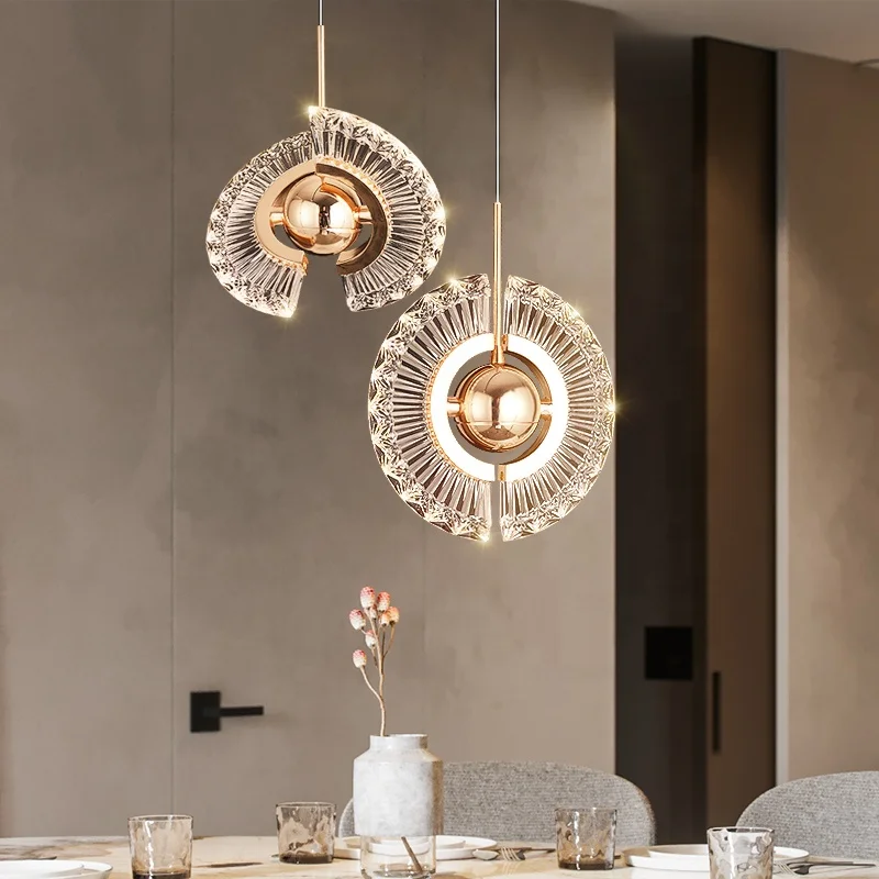 
Modern Decoration Hotel Bedroom Lamp Household Rose Gold Round Acrylic Luxury Ceiling Led Chandelier+ 