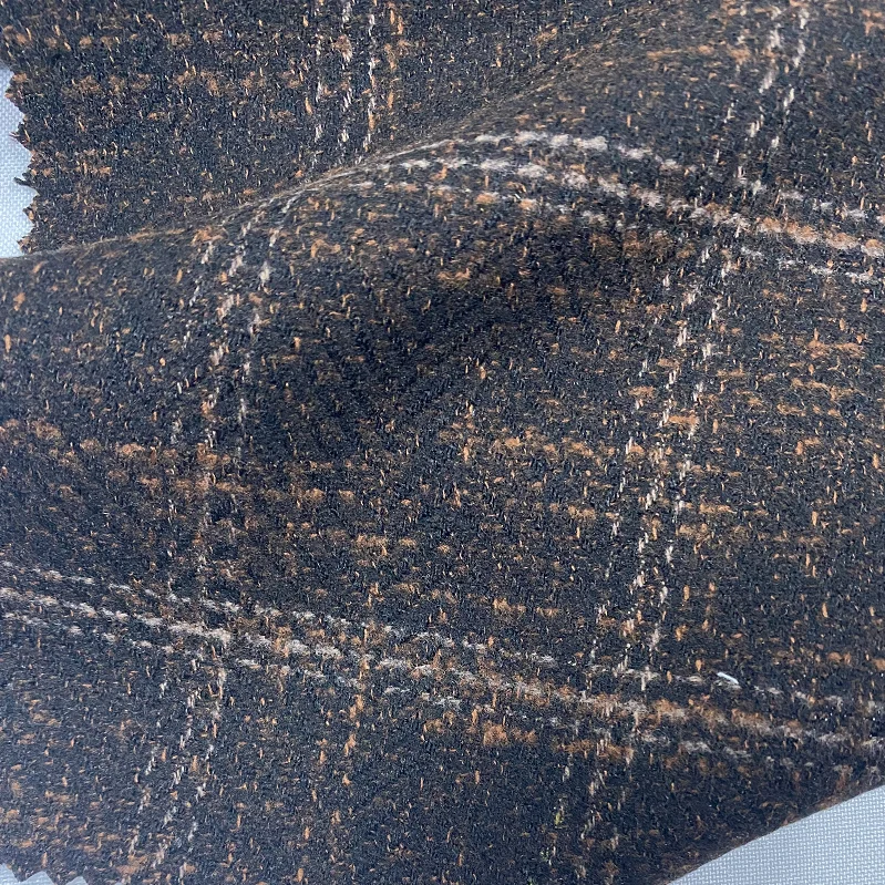Hot Sale Woven Fabric 70 Polyester  30 Viscose Checks  Tweed Fabric Colorful Wool Blend Plaid Tweed Fabric For Coats