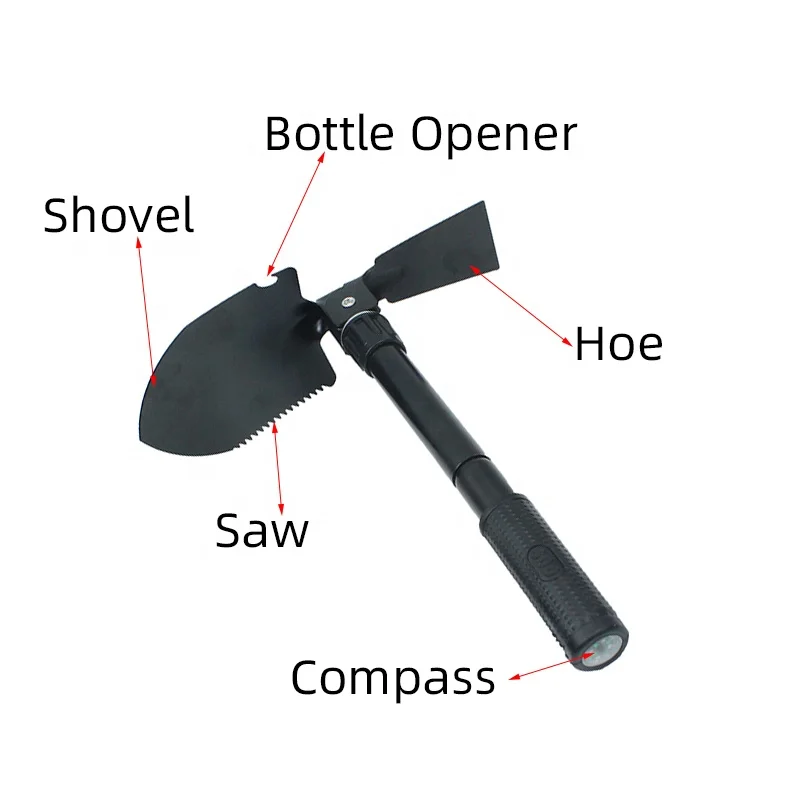 Digging Shovel Spade Shovel Hoe Axe Survival Camping Foldable Shovel With Compasss, Portable Survival Spade, Multi Function