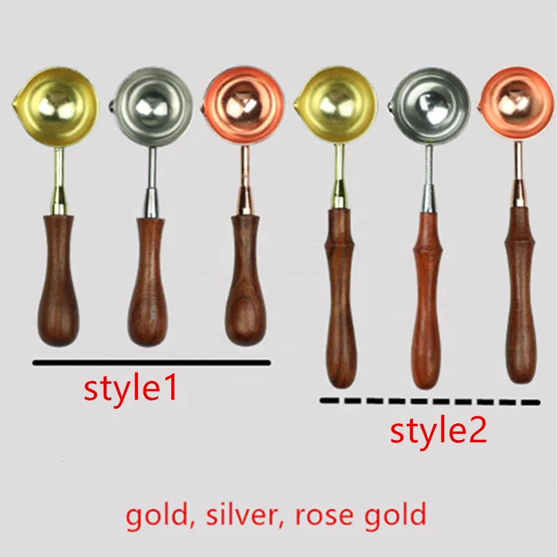 wooden handle sealing wax melting spoon for wax seal beads