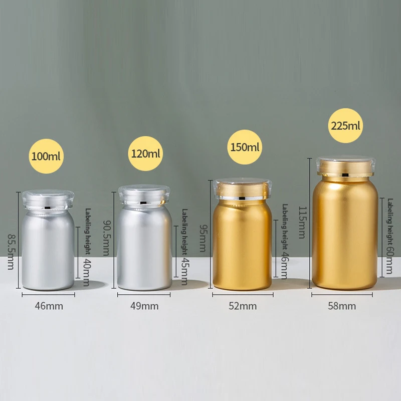 Wholesale Custom Electroplating Paint Empty Plastic Bottles with White Screw Cap Solid Powder Capsules Pill 100 120 150 225ml