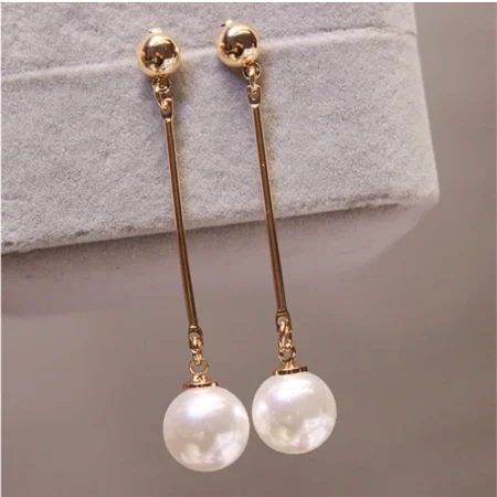 Long Tassel Simulated Pearl Drop Earrings for Women GiftKorean jewelry Gold Color