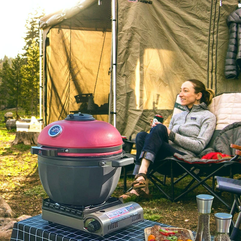 Small Chicken Bbq Grill For Outdoor Garden 10 inch/13inch/16inch RED Ceramic Grill Kamado