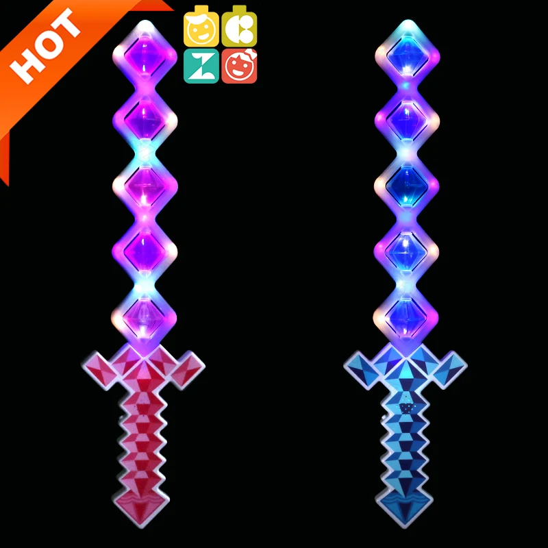 29 LED Plastic Flashing Wave mosaics pixel sword LED Light Up Copper Wire Light Sword toys for Kids LED Light Up Pixel Sword