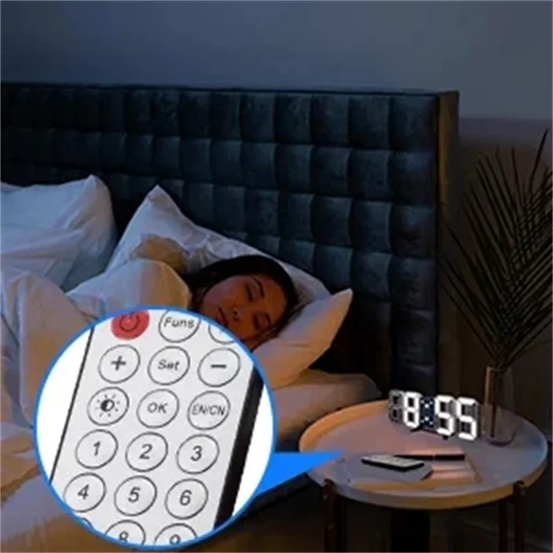3D LED digital desktop alarm clock with  temperature display for bedroom