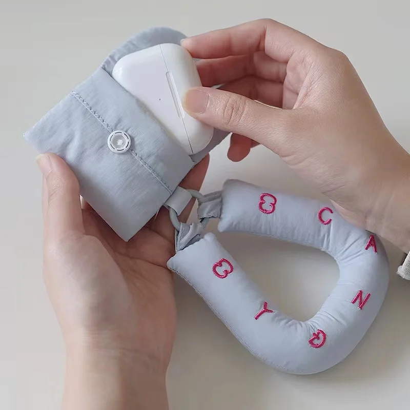Модный цветной нейлоновый пухлый милый мини-чехол для Airpods портативный чехол переноски