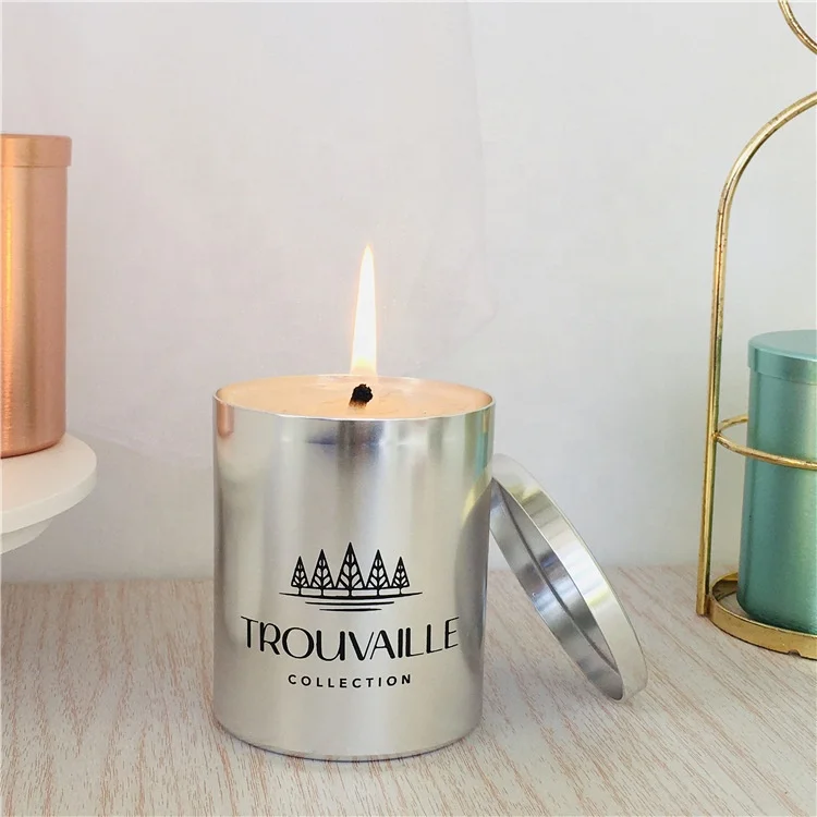 Wholesale Luxury Metal Aluminum Alloy Empty Candle Sticker Holder Cylinder Container Ceramic Candle Jar