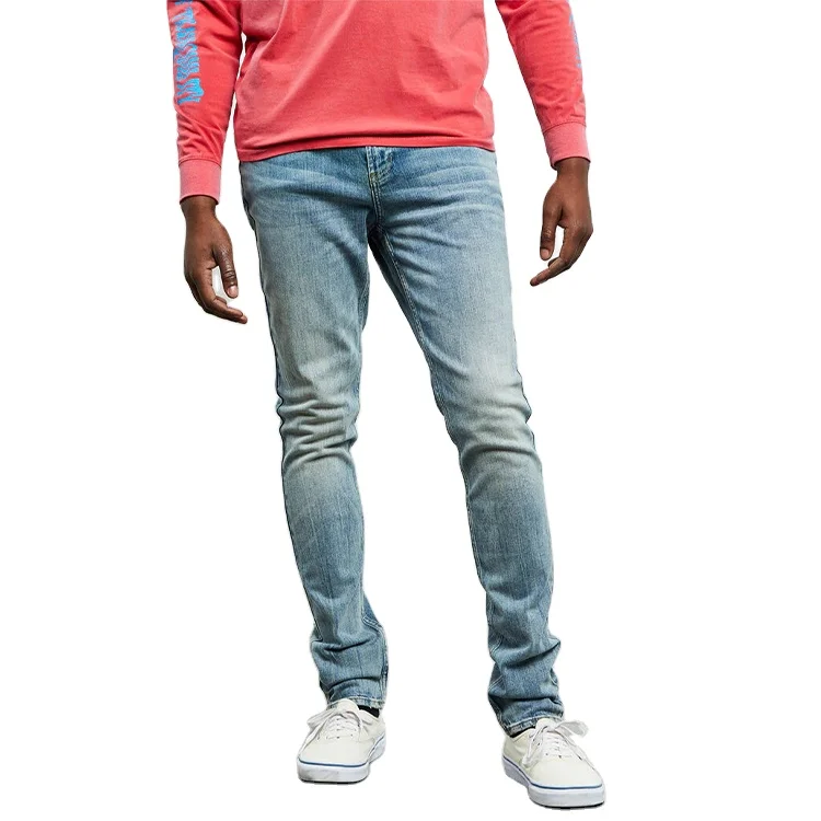 
OEM Denim Designer Wholesale Men Denim Casual Jeans Skinny Pants Dark Stacked Skinny Jeans Men 