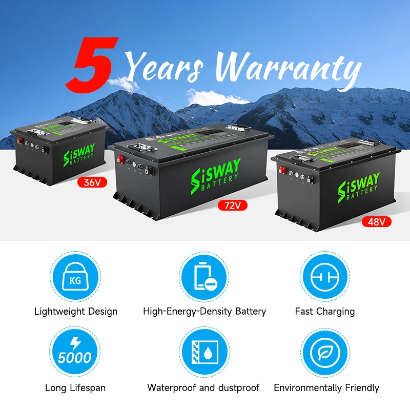 Custom LiFePO4 Golf Cart Batteries 36V 48V 72V 96v 100Ah 200Ah 300Ah Lithium Battery Pack for Electric Golf Cart