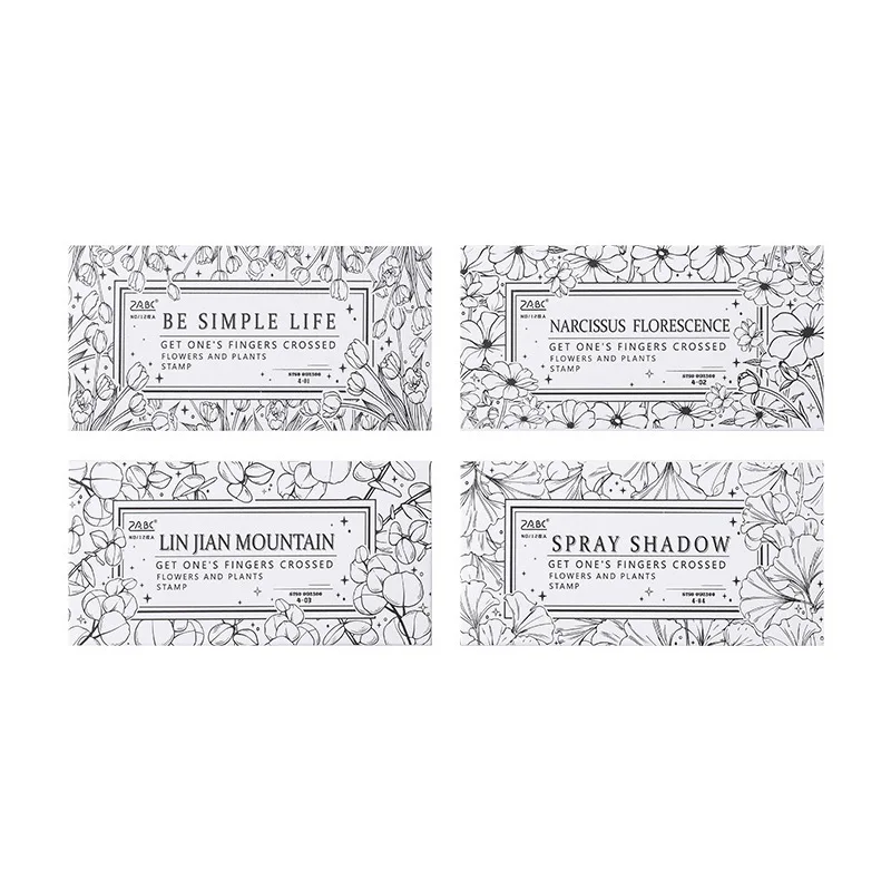 Wholesale creative retro plant flower rubber diary DIY decorative printing floral wooden stamp seal set